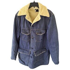 Vintage 70's Sears Roebucks Sherpa-Lined Denim Jacket  Work Coat L Blue Men's
